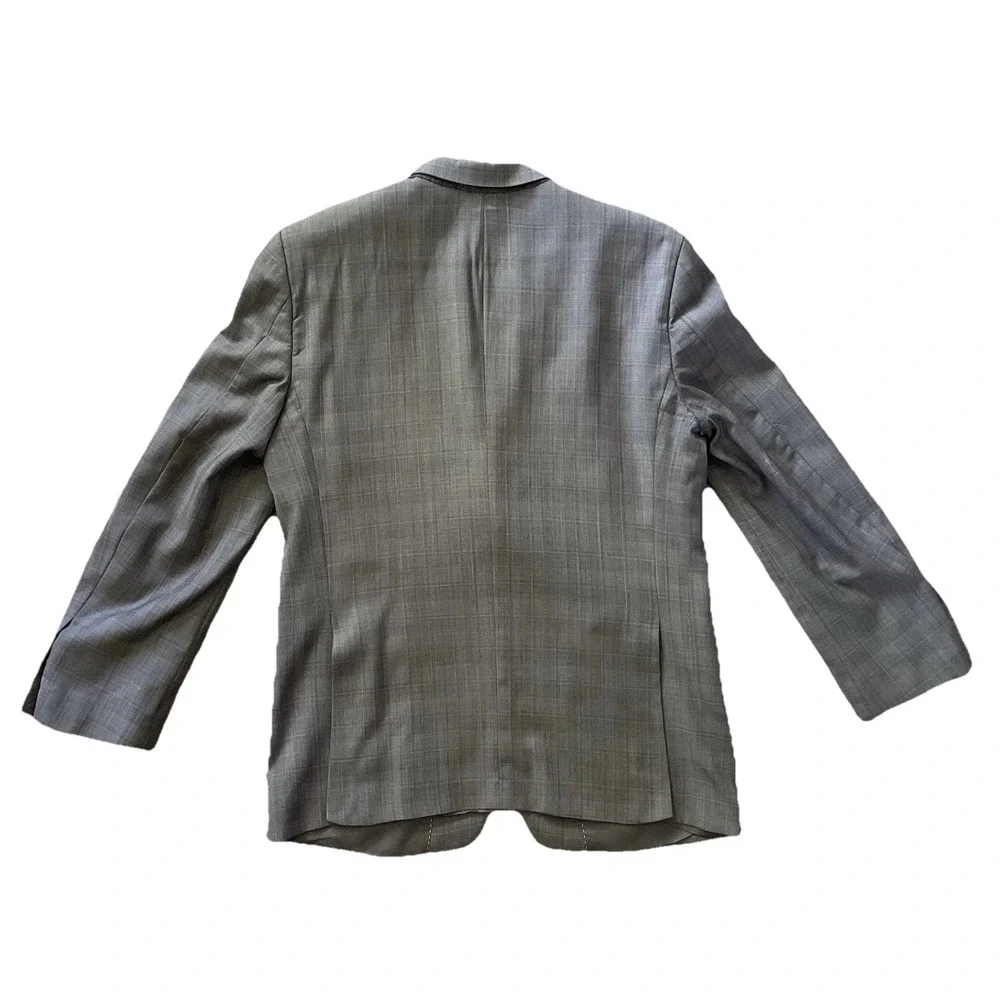 Tommy Hilfiger Gray Plaid Wool 2 Piece Suit Mens 40R Jacket 34W Pants